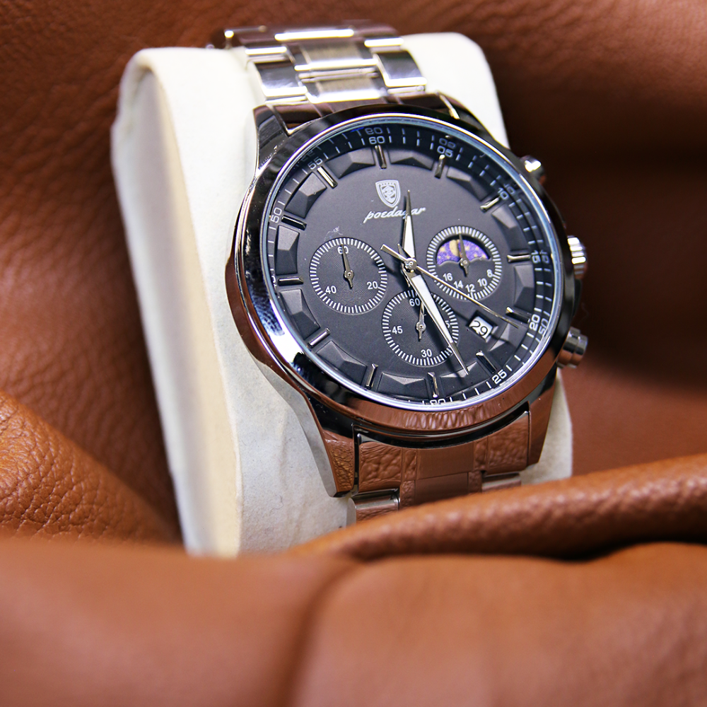 Men’s Chronograph Watch – Astralis Steel Bracelet Triple Sub‑dials