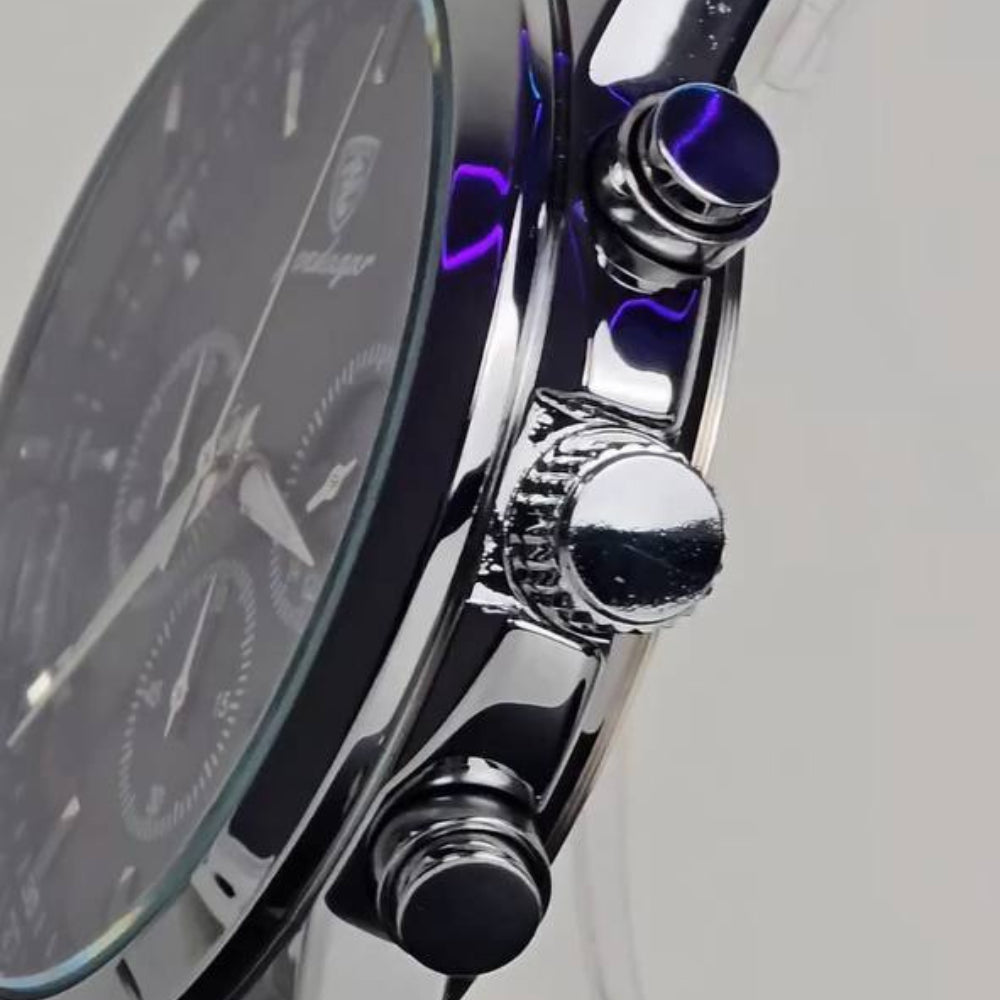 Men’s Chronograph Watch – Astralis Steel Bracelet Triple Sub‑dials