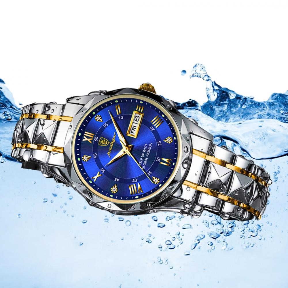 Men’s Two‑Tone Silver Watch – Aurum Roman Numerals Steel Bracelet