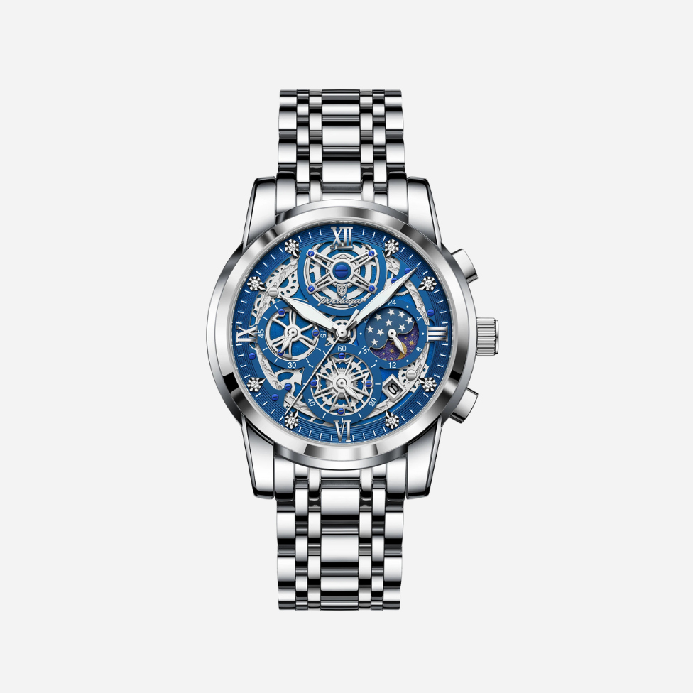 Men's Chronograph Watch – Celestial Skeleton Steel Edition
Informações