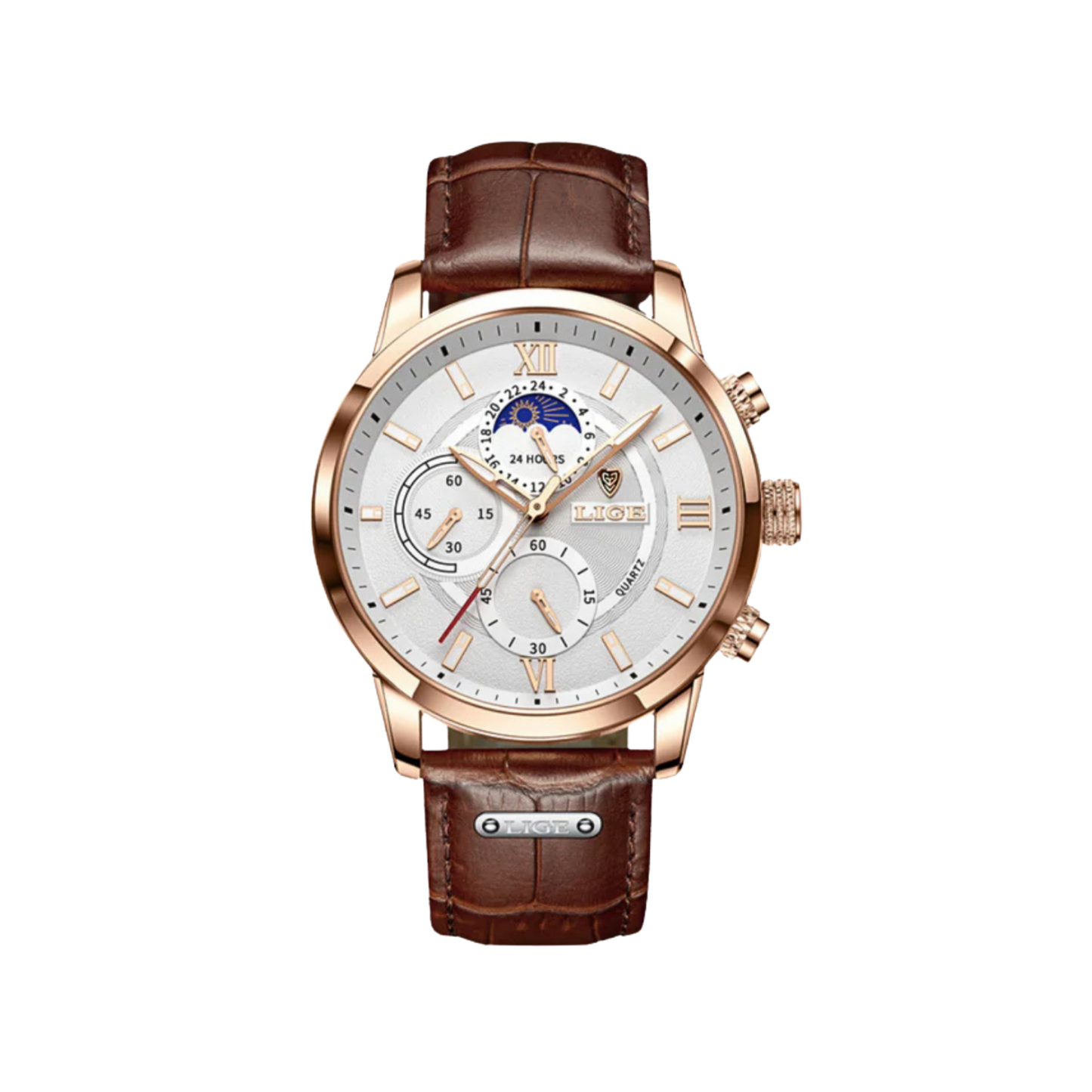 Men’s Dress Watch – Maverian Premium Leather Strap Moonphase
