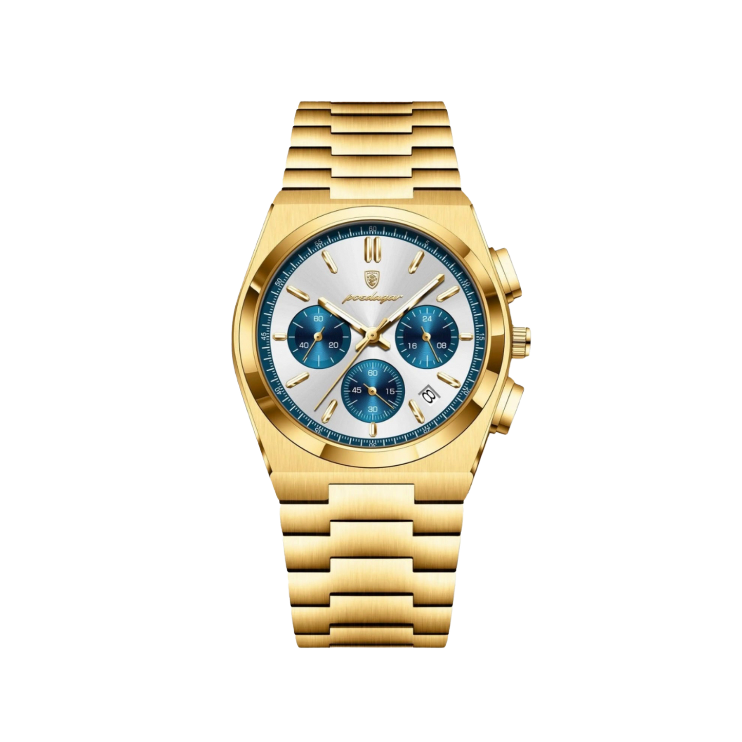 Men’s Gold Chronograph Watch – Stratos Integrated Bracelet
