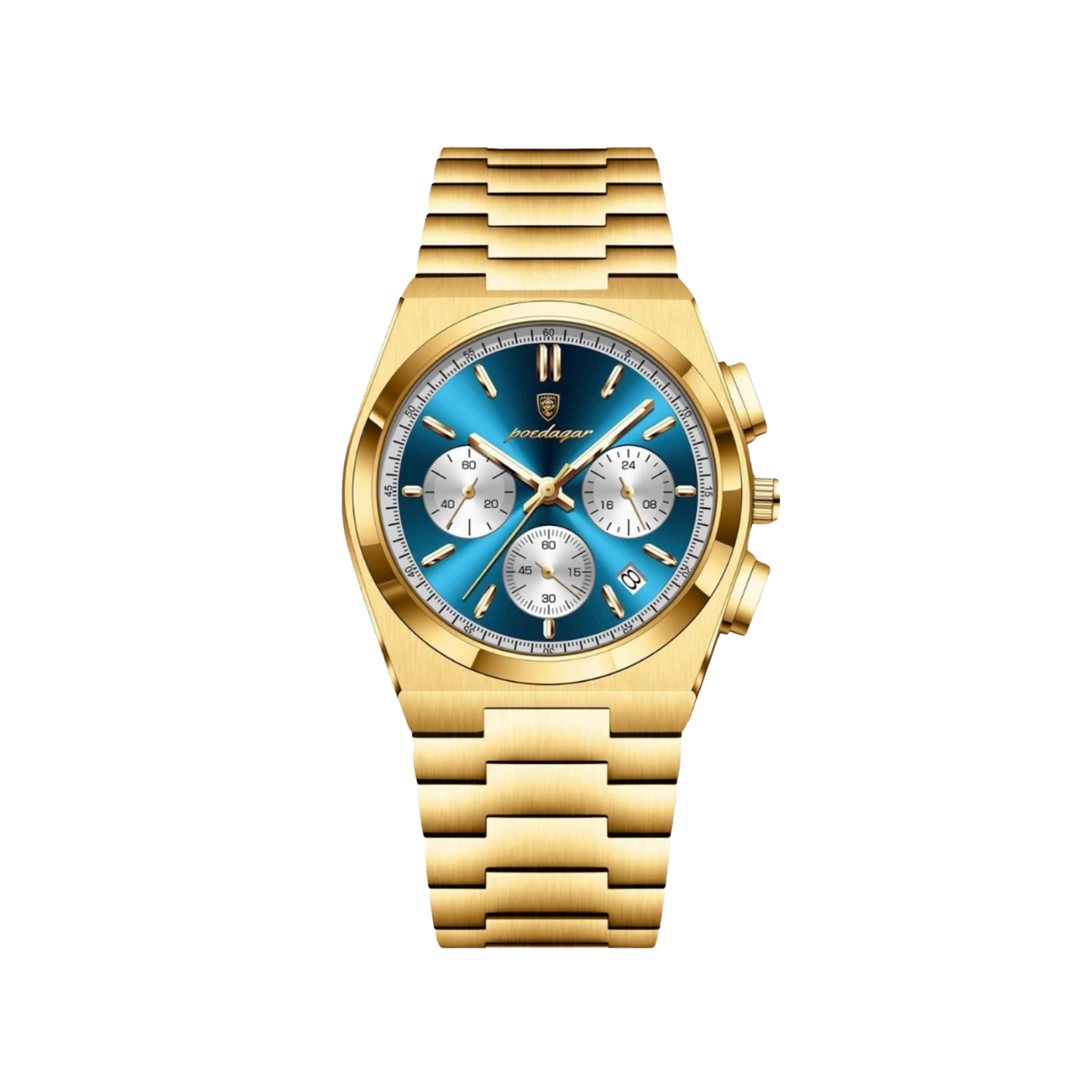 Men’s Gold Chronograph Watch – Stratos Integrated Bracelet