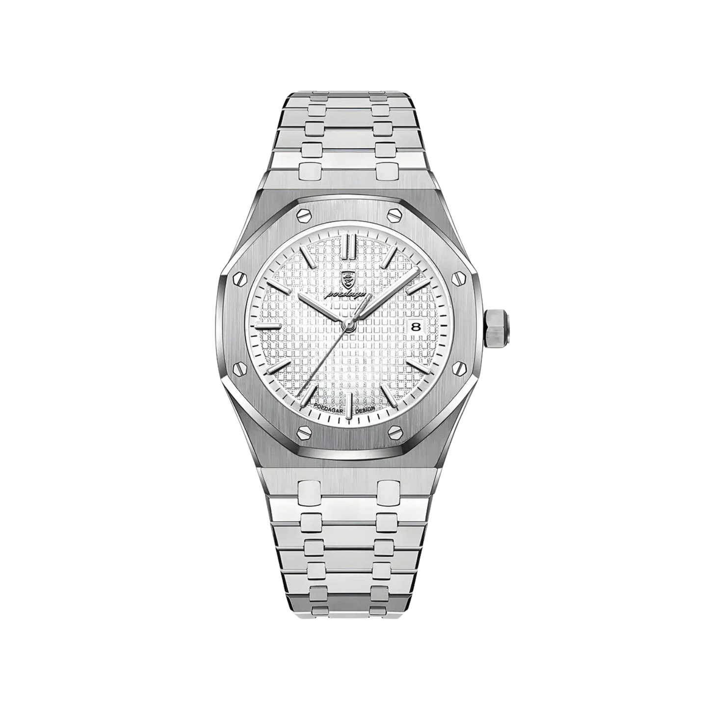 Men’s Silver Watch – Titan Octagonal Bezel Steel Bracelet - White