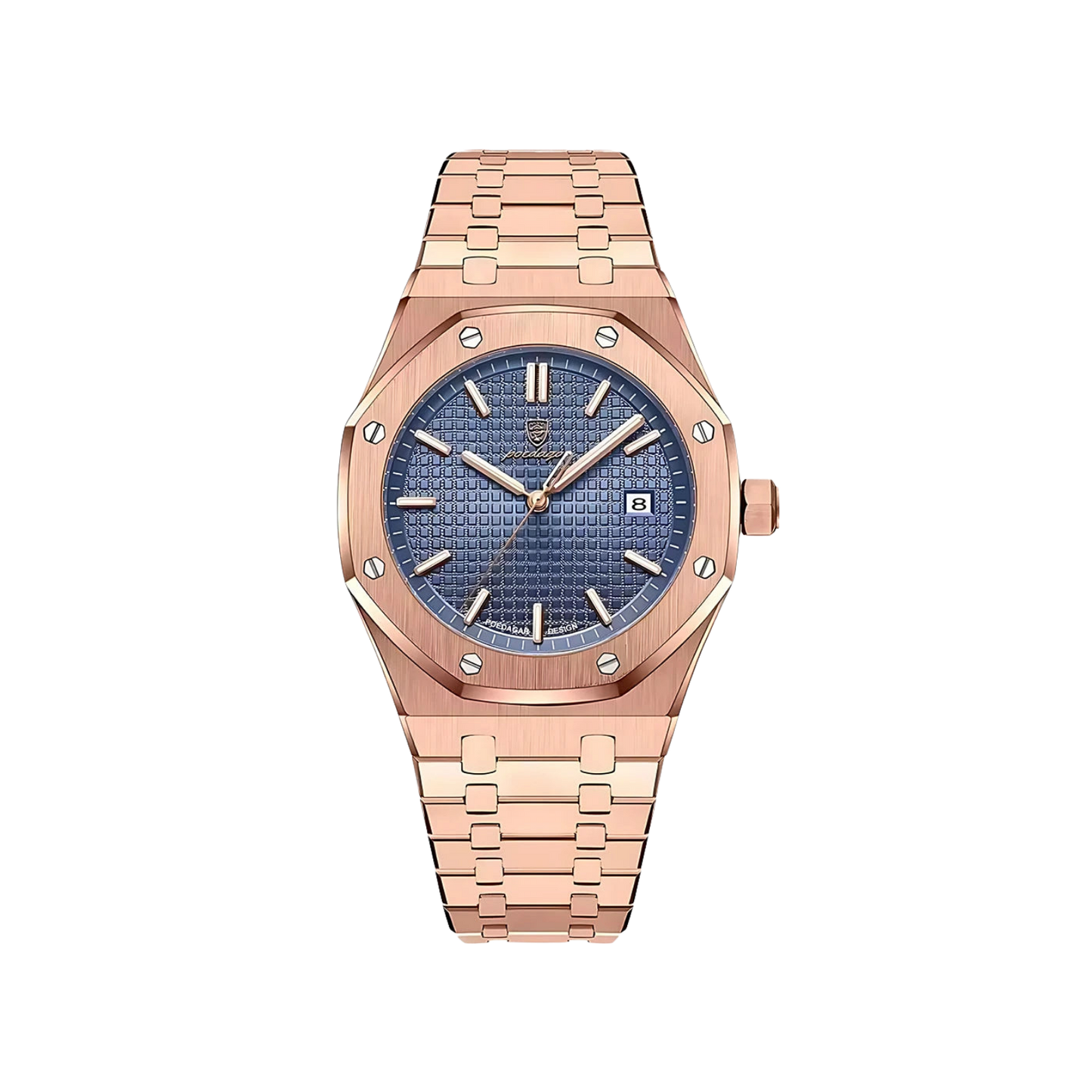 Men’s Silver Watch – Titan Octagonal Bezel Steel Bracelet - blue gold