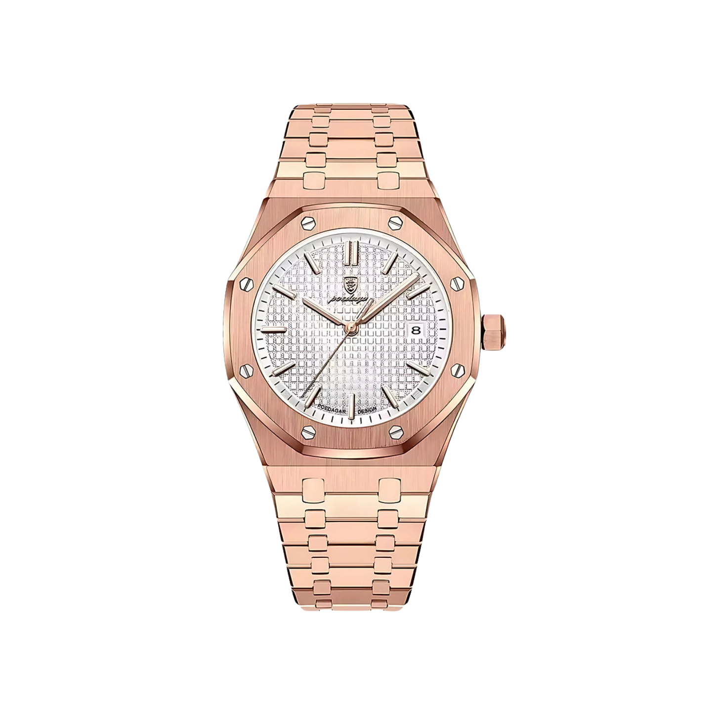 Men’s Silver Watch – Titan Octagonal Bezel Steel Bracelet - White gold