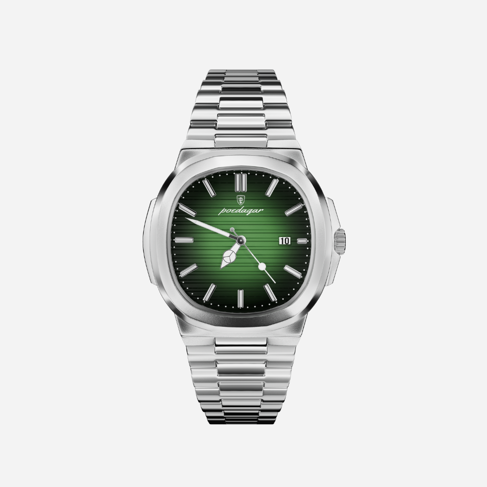 Men’s Silver Watch – Prestige Steel Bracelet Date Display