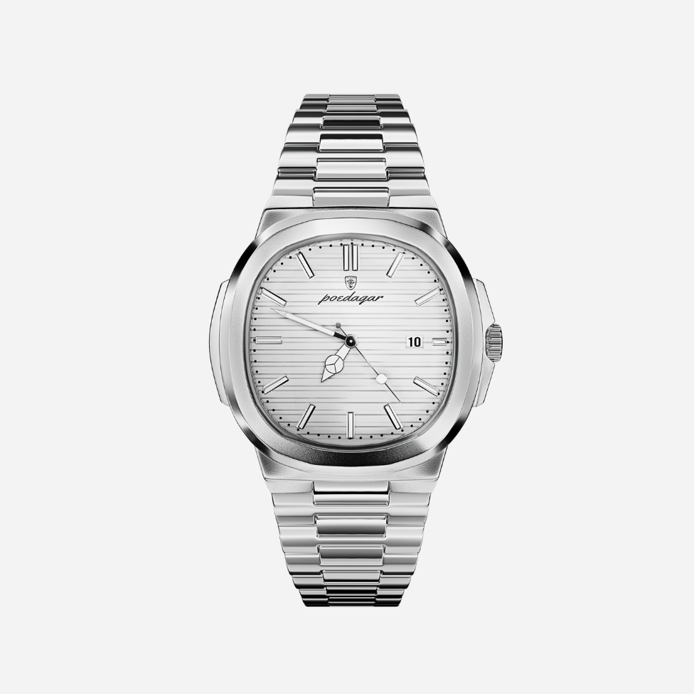 Men’s Silver Watch – Prestige Steel Bracelet Date Display