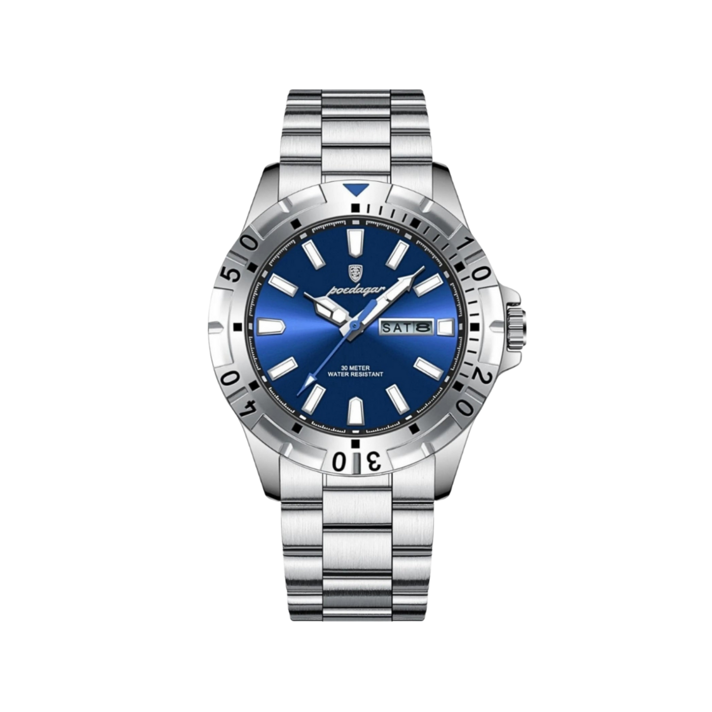 Men’s Silver Watch – Varuna Diver‑Style Day‑Date