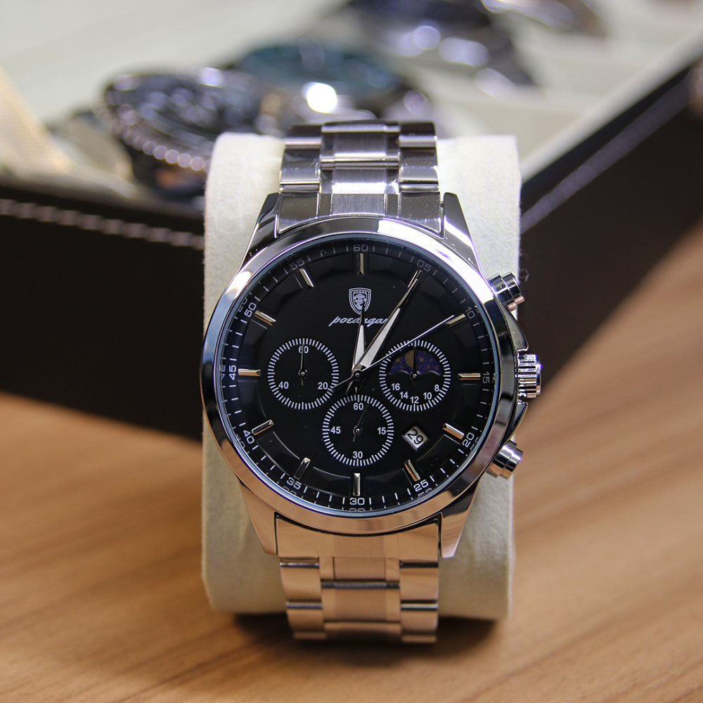 Men’s Chronograph Watch – Astralis Steel Bracelet Triple Sub‑dials