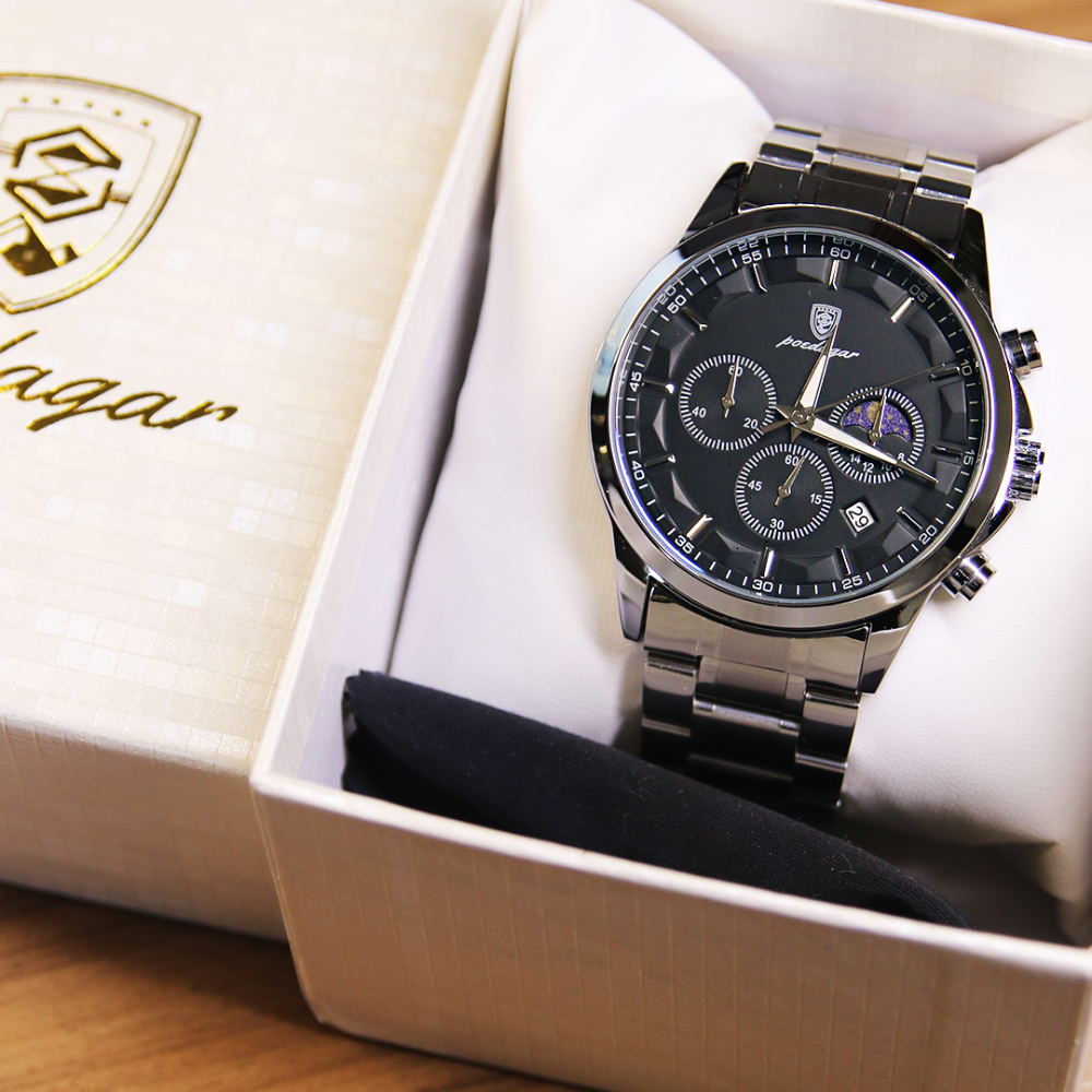 Men’s Chronograph Watch – Astralis Steel Bracelet Triple Sub‑dials