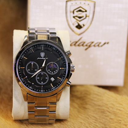 Men’s Chronograph Watch – Astralis Steel Bracelet Triple Sub‑dials