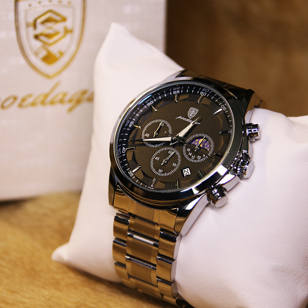 Men’s Chronograph Watch – Astralis Steel Bracelet Triple Sub‑dials