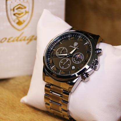 Men’s Chronograph Watch – Astralis Steel Bracelet Triple Sub‑dials