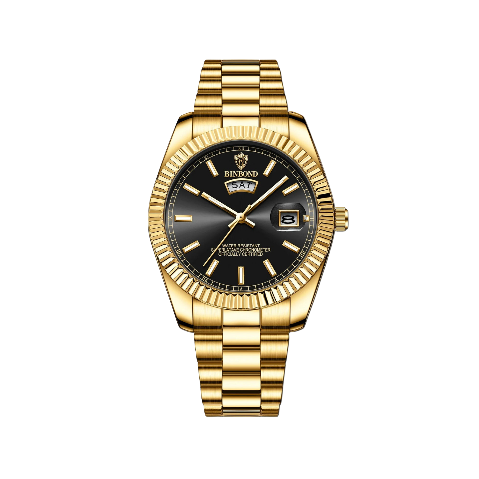 Men’s Gold Watch – Ascendant Fluted Bezel Day‑Date