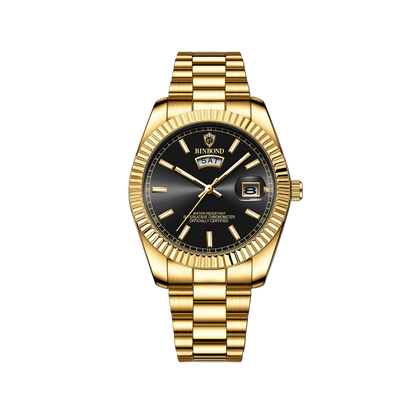 Men’s Gold Watch – Ascendant Fluted Bezel Day‑Date