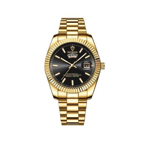 Men’s Gold Watch – Ascendant Fluted Bezel Day‑Date