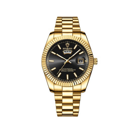 Men’s Gold Watch – Ascendant Fluted Bezel Day‑Date