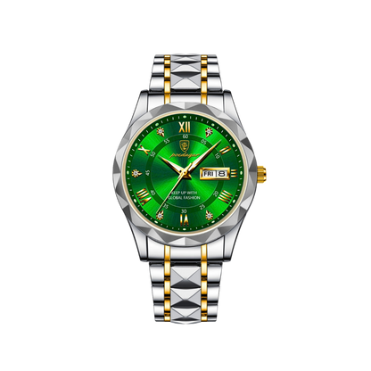 Men’s Two‑Tone Silver Watch – Aurum Roman Numerals Steel Bracelet