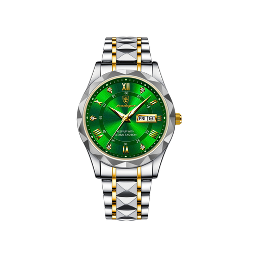 Men’s Two‑Tone Silver Watch – Aurum Roman Numerals Steel Bracelet