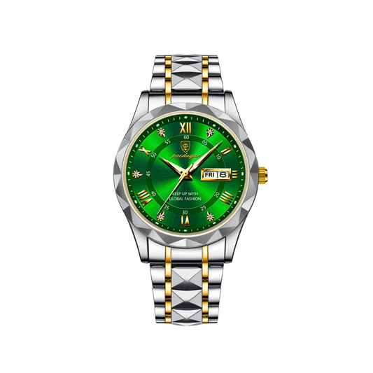 Men’s Two‑Tone Silver Watch – Aurum Roman Numerals Steel Bracelet