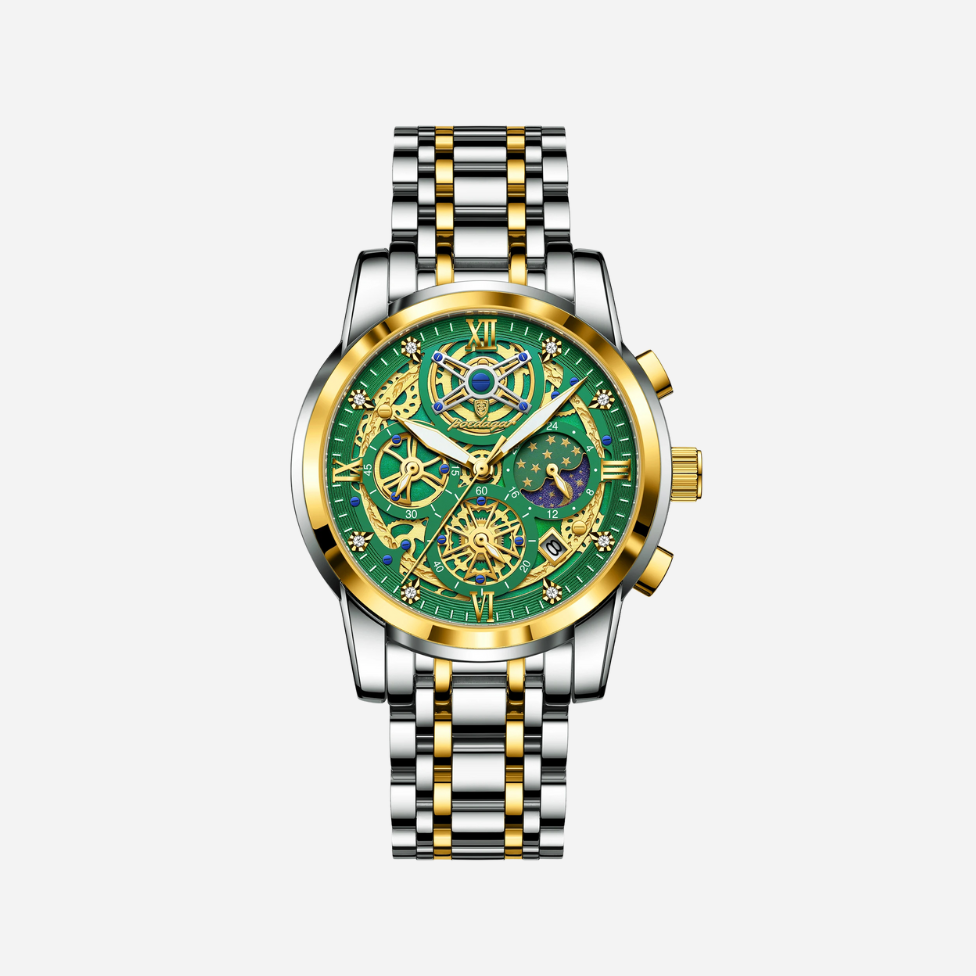 Men's Chronograph Watch – Celestial Skeleton Steel Edition
Informações
