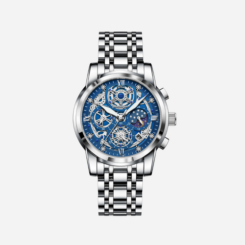 Men's Chronograph Watch – Celestial Skeleton Steel Edition
Informações
