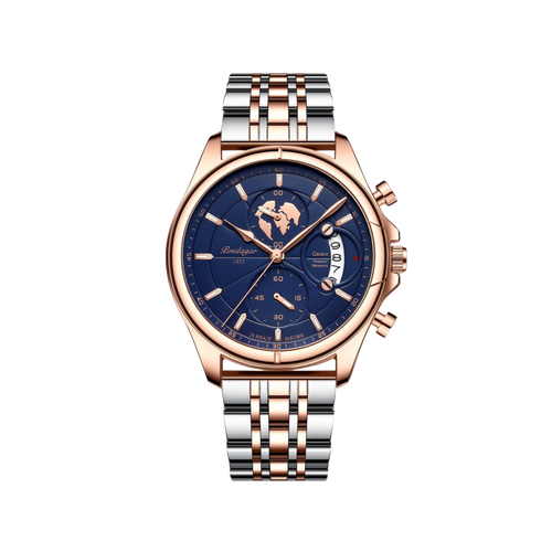 Men’s Chronograph Watch – ChronoGlobe Two‑Tone Steel World Map