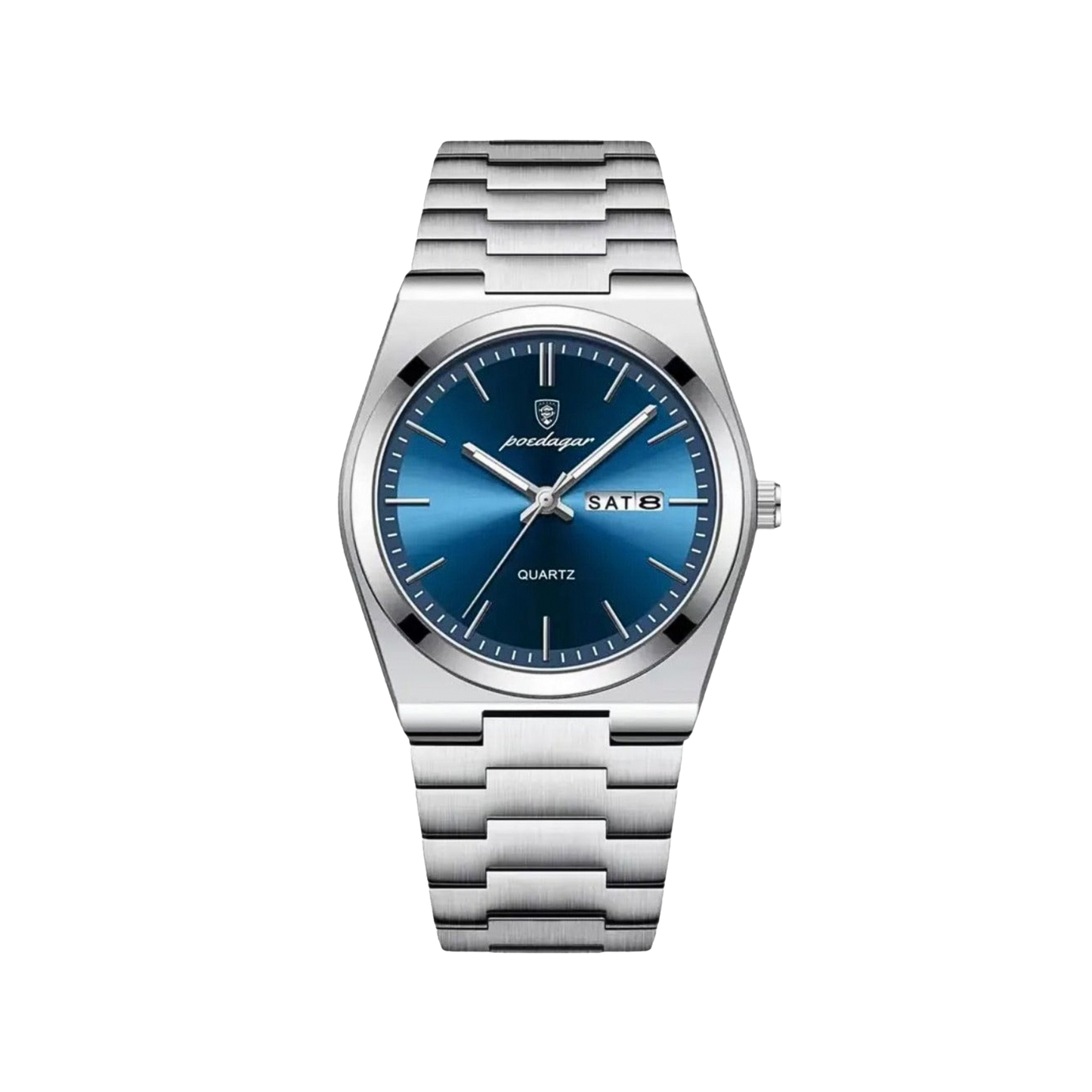 Men’s Silver Watch – Eterna Classic Day‑Date Steel Bracelet