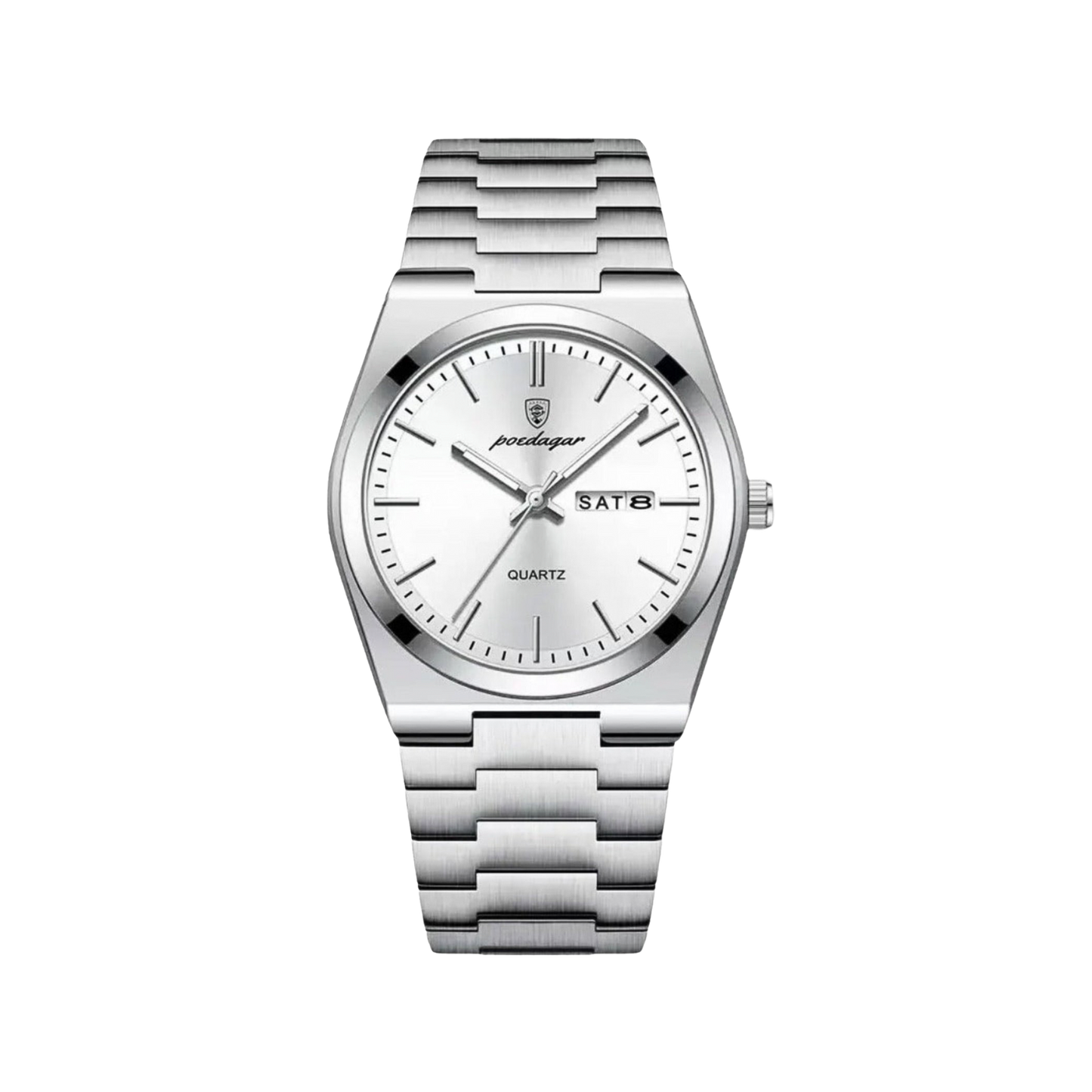 Men’s Silver Watch – Eterna Classic Day‑Date Steel Bracelet