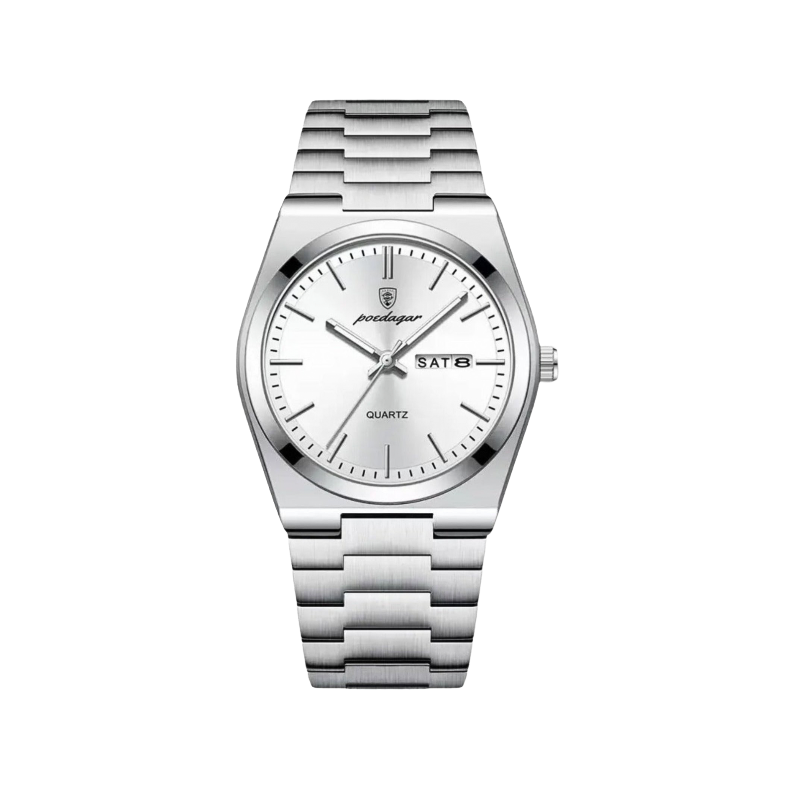 Men’s Silver Watch – Eterna Classic Day‑Date Steel Bracelet