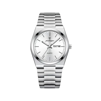 Men’s Silver Watch – Eterna Classic Day‑Date Steel Bracelet