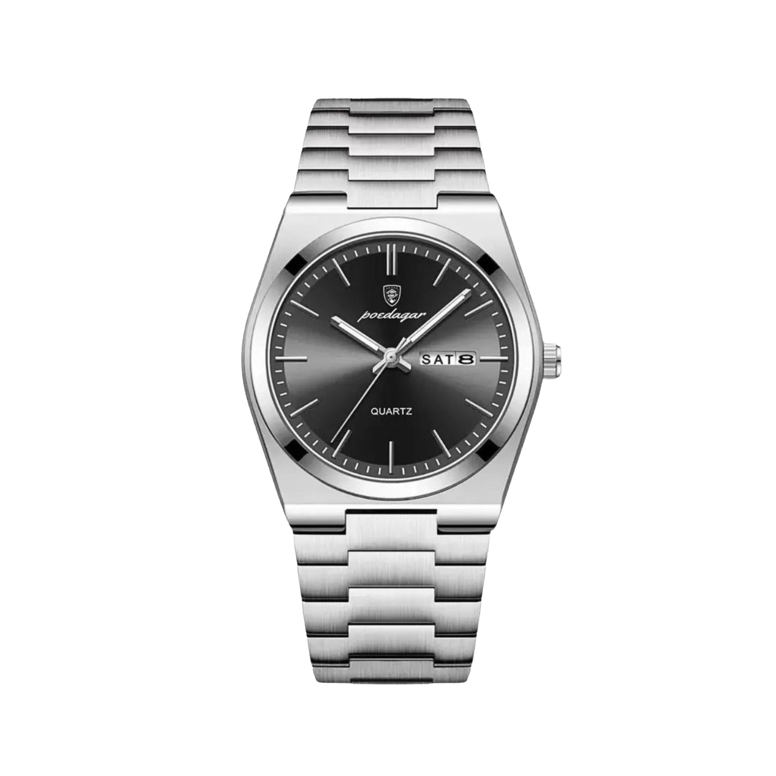 Men’s Silver Watch – Eterna Classic Day‑Date Steel Bracelet
