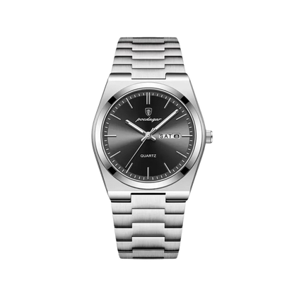 Men’s Silver Watch – Eterna Classic Day‑Date Steel Bracelet