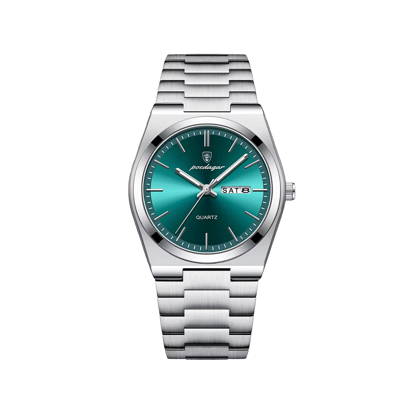 Men’s Silver Watch – Eterna Classic Day‑Date Steel Bracelet