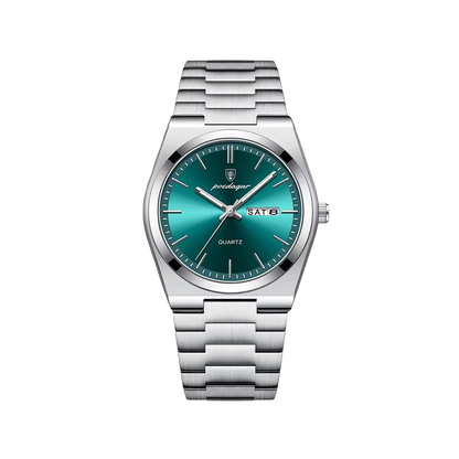 Men’s Silver Watch – Eterna Classic Day‑Date Steel Bracelet