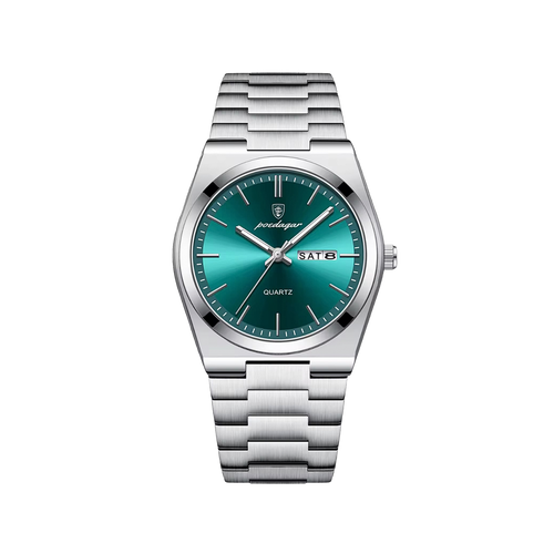 Men’s Silver Watch – Eterna Classic Day‑Date Steel Bracelet