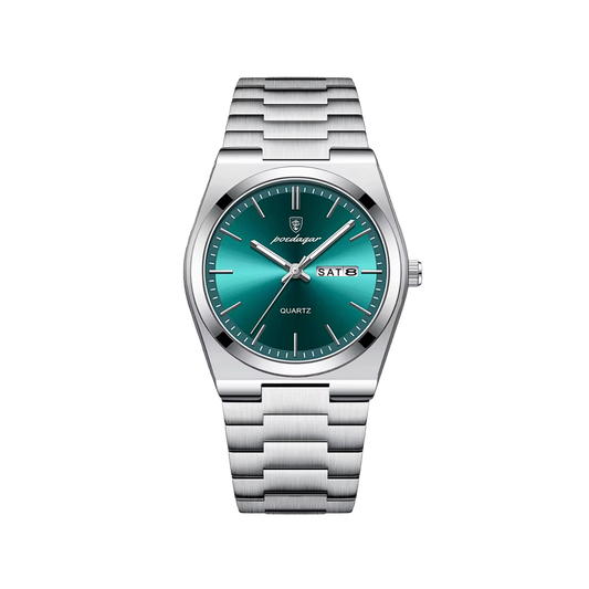 Men’s Silver Watch – Eterna Classic Day‑Date Steel Bracelet