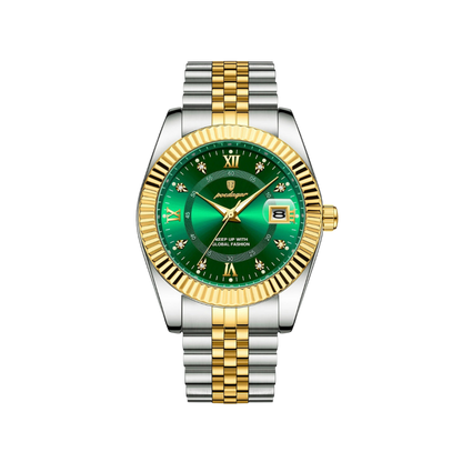 Men’s Two‑Tone Silver Watch – Goldstar Fluted Bezel Steel Bracelet