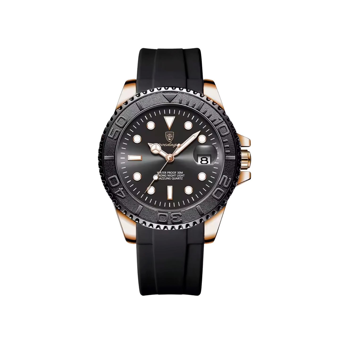  Men’s Silver Watch – Imperium Diver‑Style Rotating Bezel black 