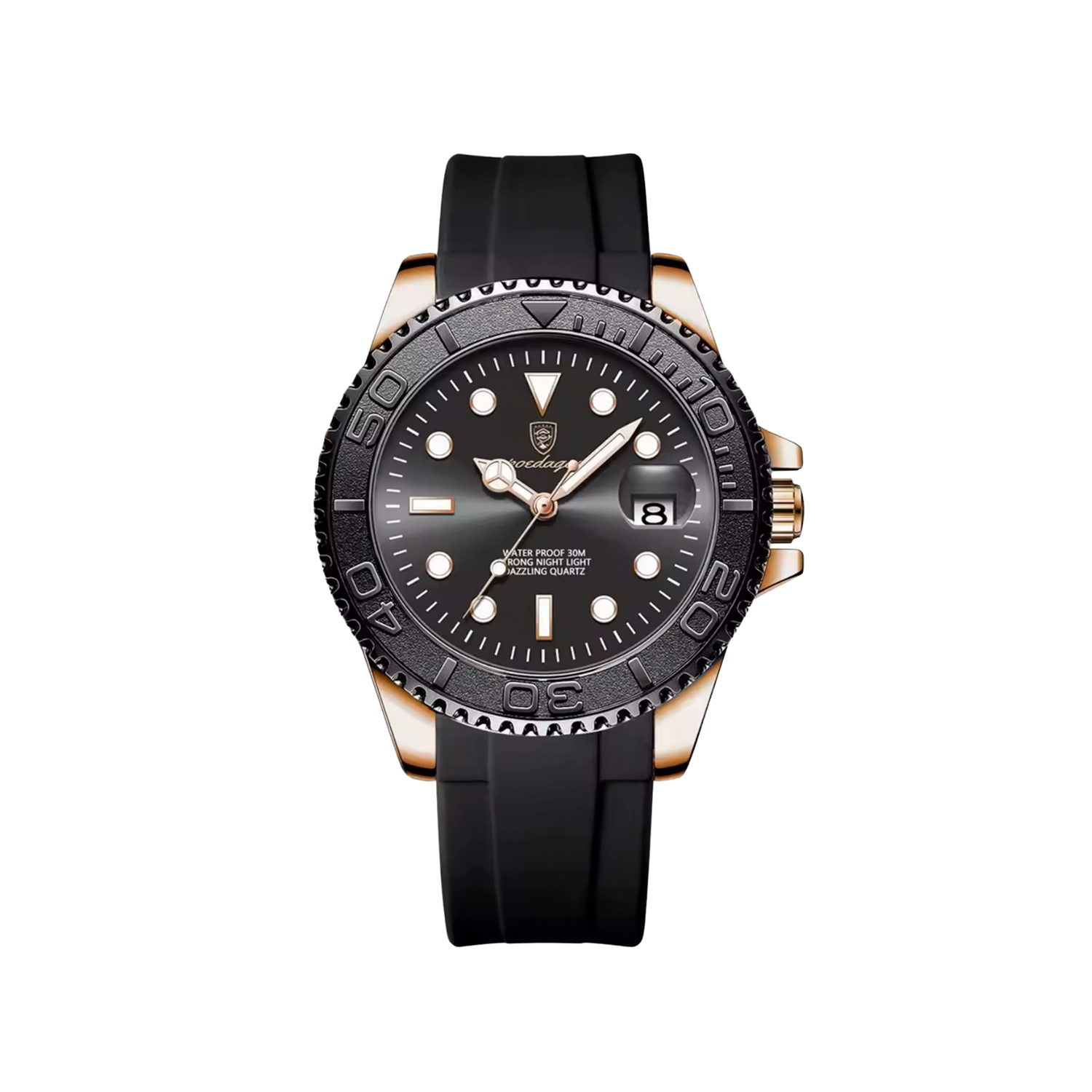  Men’s Silver Watch – Imperium Diver‑Style Rotating Bezel black 