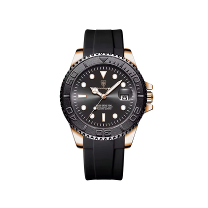  Men’s Silver Watch – Imperium Diver‑Style Rotating Bezel black 