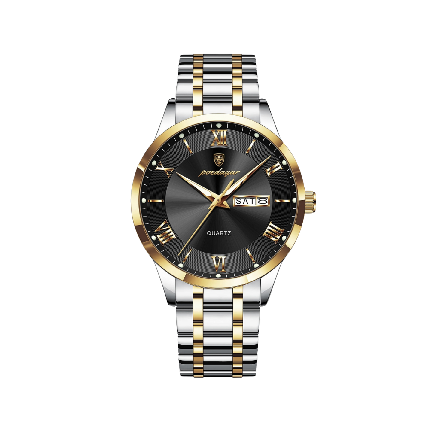 Men’s Two‑Tone Dress Watch – Infinity Roman Numerals Steel Bracelet

