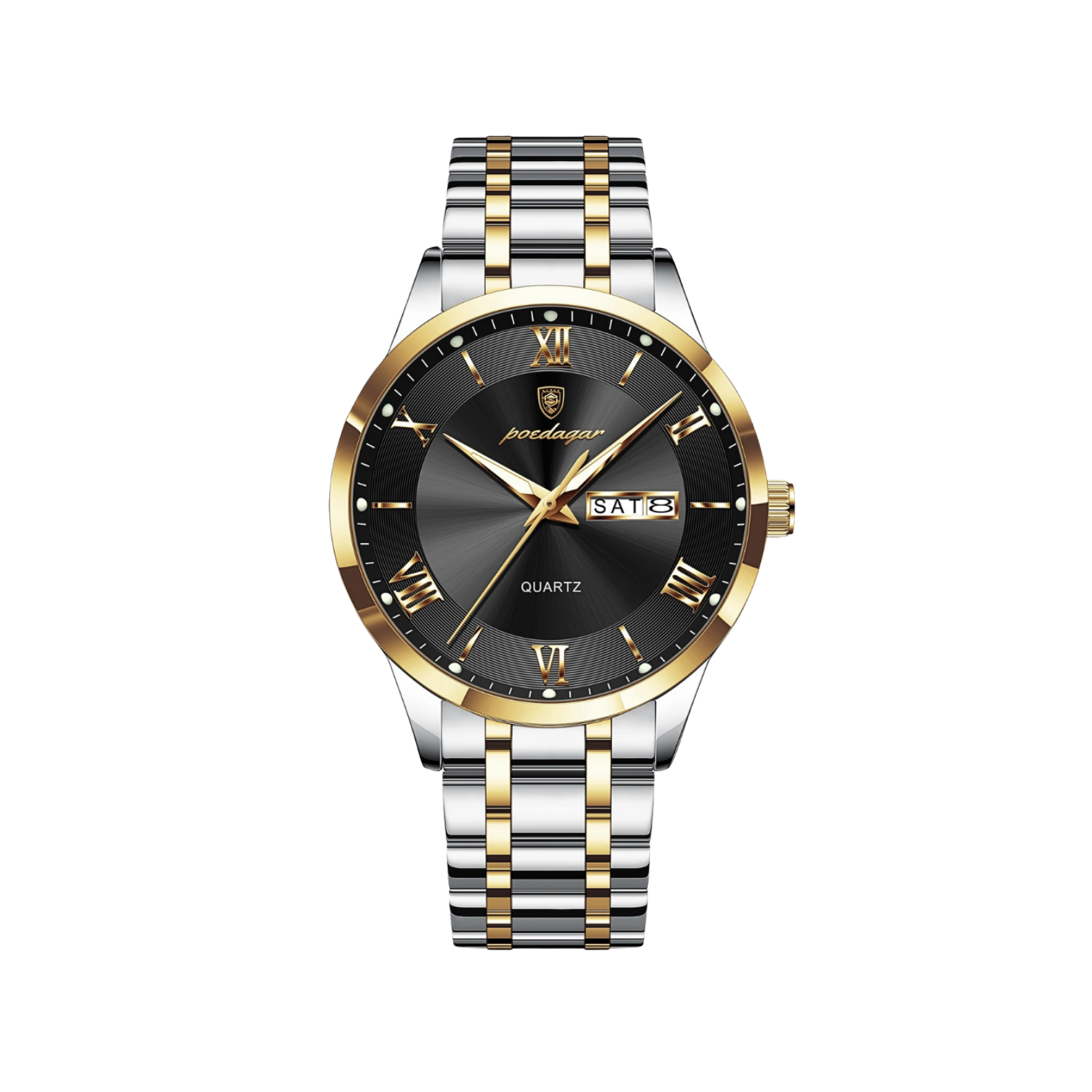 Men’s Two‑Tone Dress Watch – Infinity Roman Numerals Steel Bracelet

