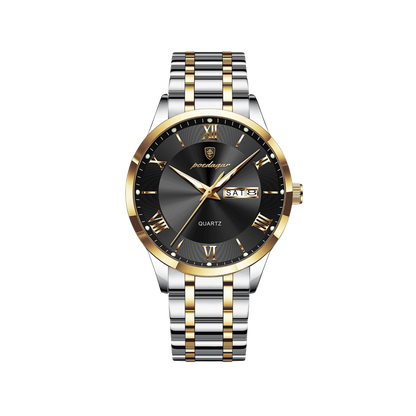 Men’s Two‑Tone Dress Watch – Infinity Roman Numerals Steel Bracelet

