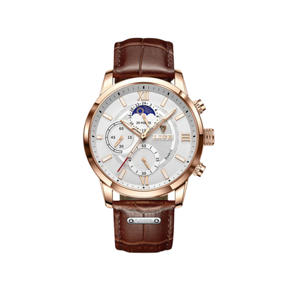 Men’s Dress Watch – Maverian Premium Leather Strap Moonphase

