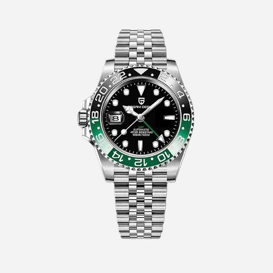 Men’s Silver Automatic GMT Watch – Horizon 41mm