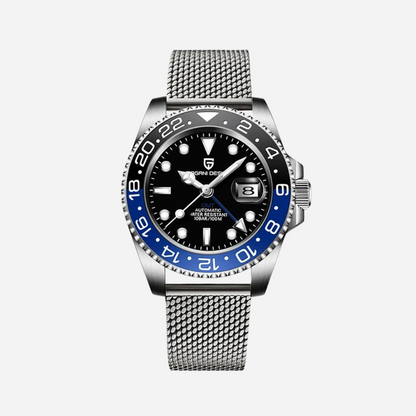 Men’s Silver Automatic GMT Watch – Horizon