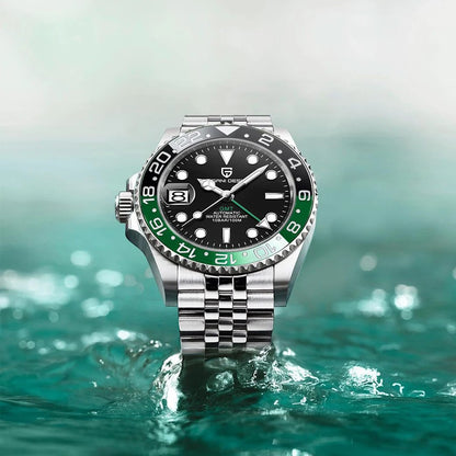 Men’s Silver Automatic GMT Watch – Horizon