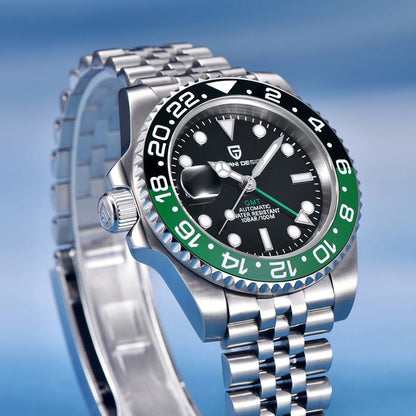 Men’s Silver Automatic GMT Watch – Horizon - visor